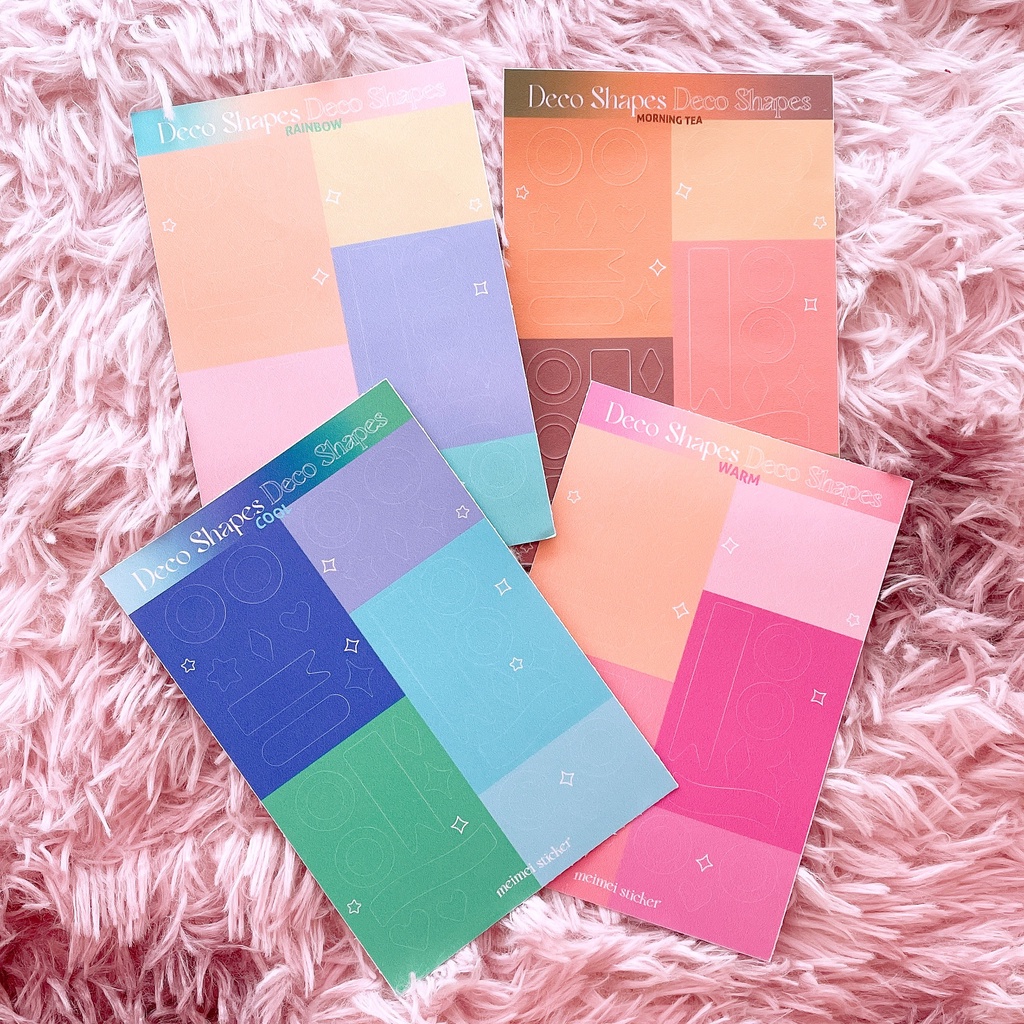 Set sticker Decor Shapes trang trí sổ bullet journal nhiều màu