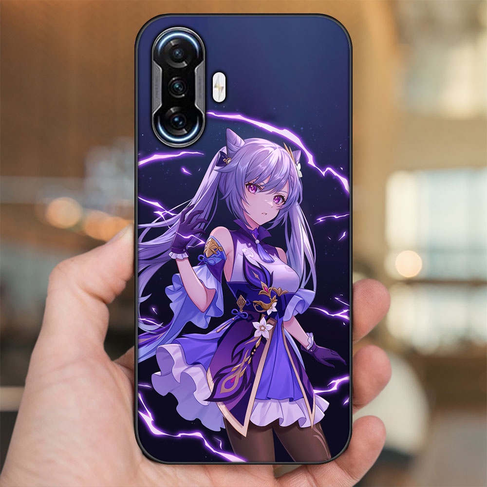 Ốp lưng Xiaomi K40 Gaming viền đen in hình Keqing Genshin Impact