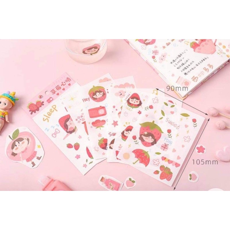 Sticker dán Cô bé ham ăn quà vặt