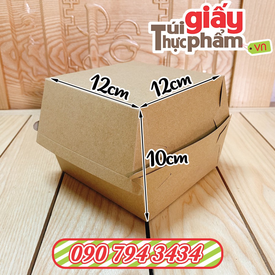 200 Hộp Burger Vỏ Sò Size 12x12 (Kraft - ko in)