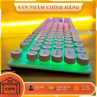Bàn phím giả cơ nút tròn 2 màu đen và trắng có led đa màu siêu bền giá rẻ