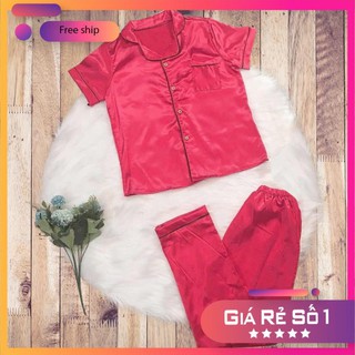 ( LTTP ) bộ đồ ngủ phi lụa pijama áo ngắn tay quần dài