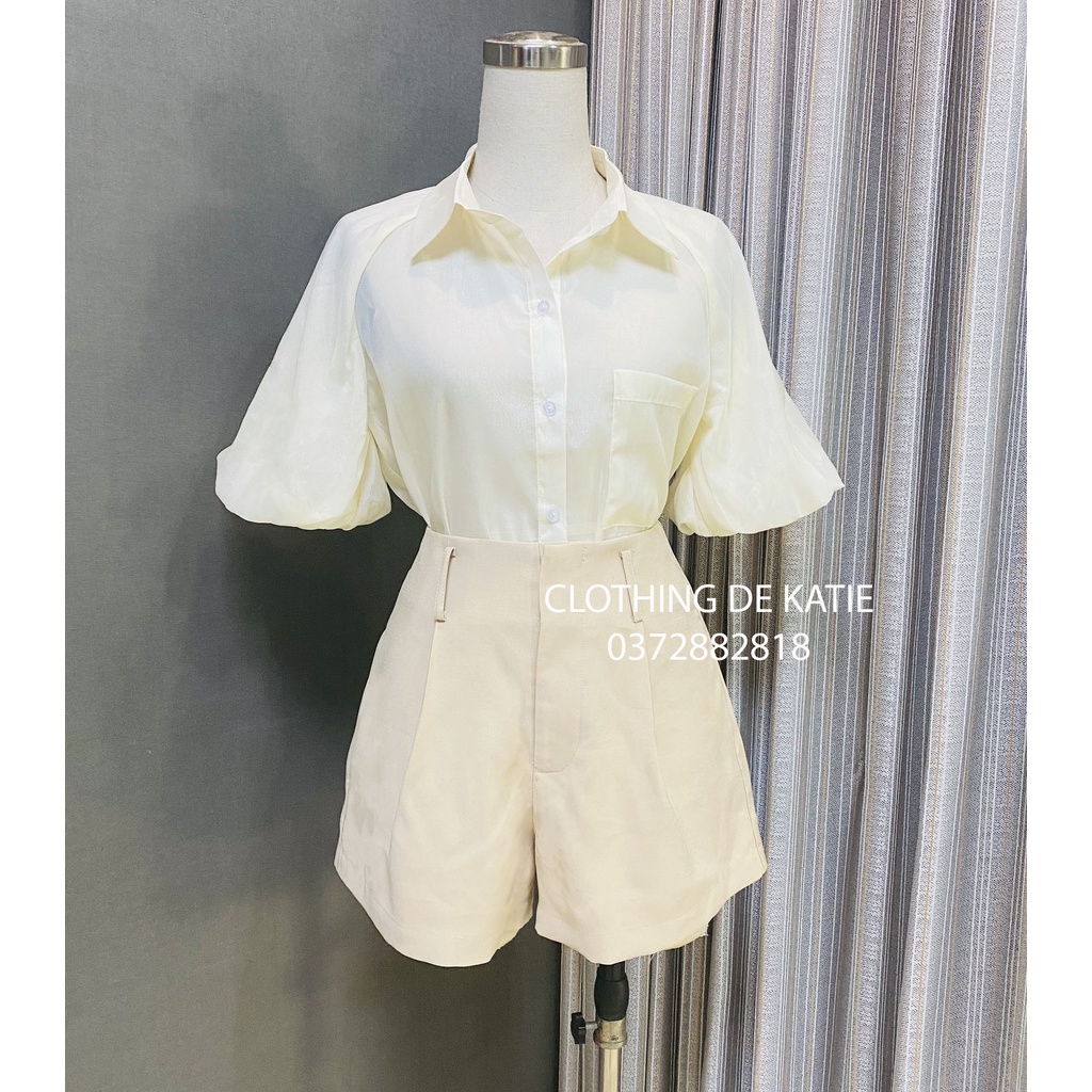 ÁO SƠ MI NGẮN TAY BỒNG VOAN TƠ BÓNG