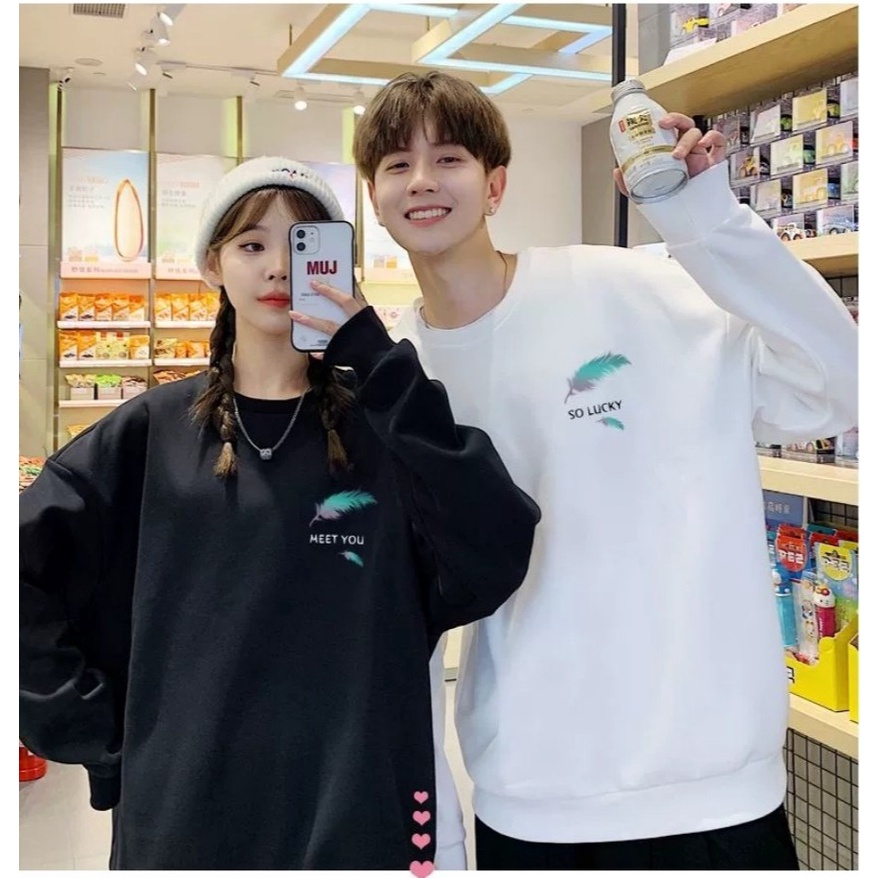 Áo Đôi Thu Đông Unisex,Áo Nỉ Bông Nam Nữ Dài Tay Sweater Form Rộng Oversezi Hợp Với Mọi Phong Cách Hót Nhất 2021 (LUCKY) | BigBuy360 - bigbuy360.vn