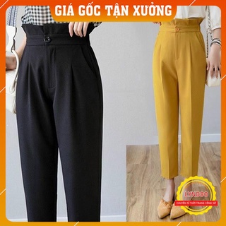 Quần baggy nữ cạp cao xếp ly sang chảnh - Quần baggy cạp bèo vải tuyết mưa Hàn mát lạnh - siêu tôn dáng