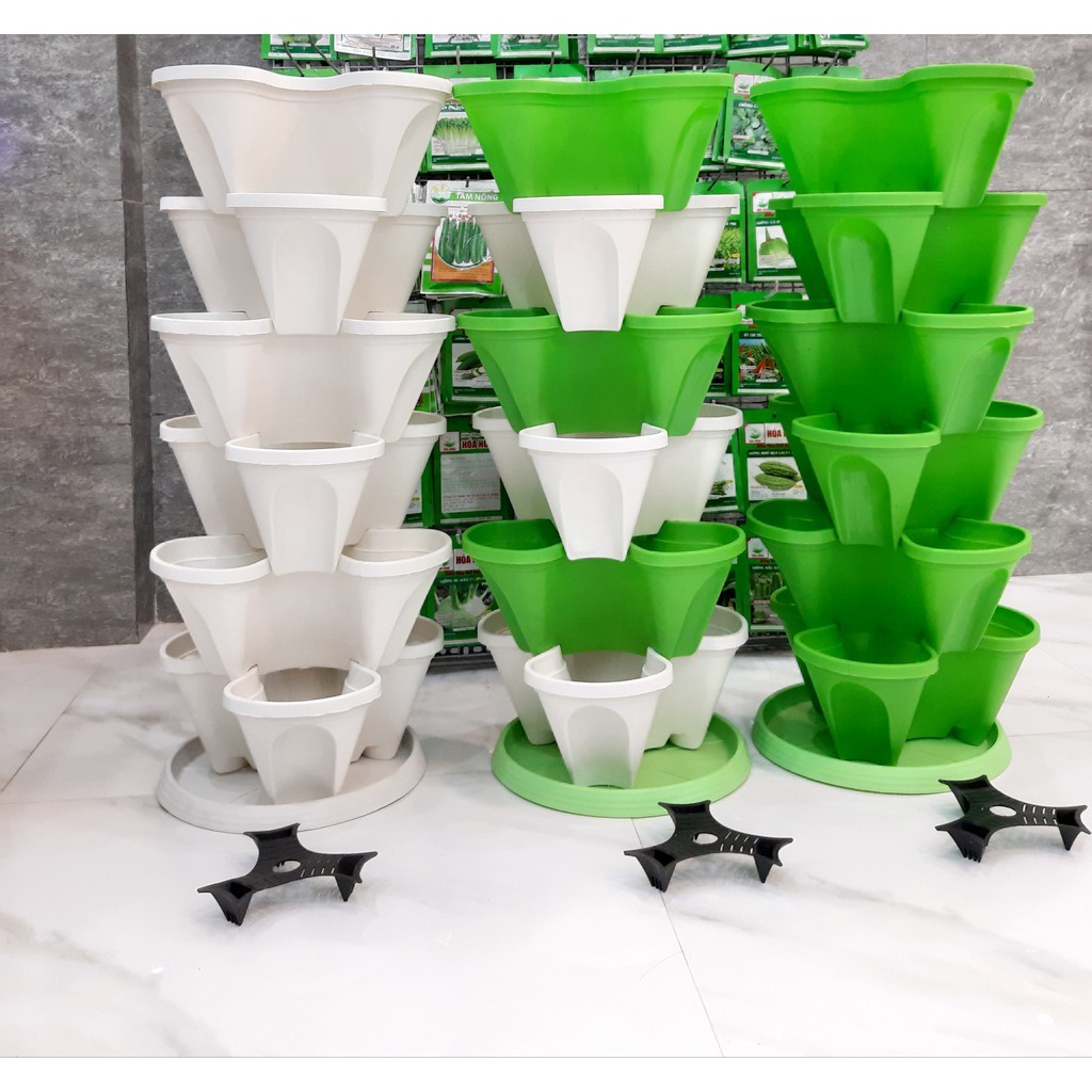 Combo  6 chậu xếp tầng, 6  tầng trồng rau, trồng hoa (tháp trồng cây) hàng việt nam