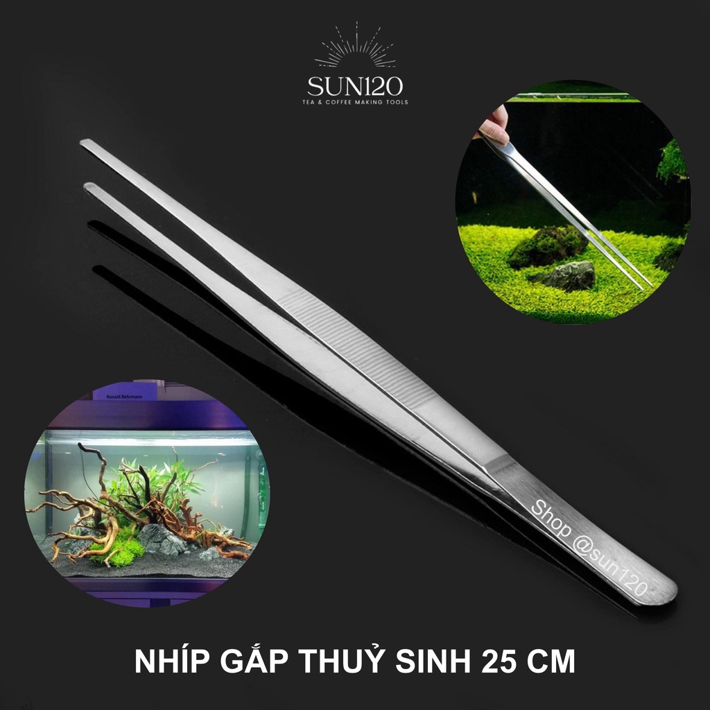 Nhíp trồng cây thuỷ sinh 25 cm inox dụng cụ trang trí bể cá tiện dụng cụ gắp thức ăn nuôi cá
