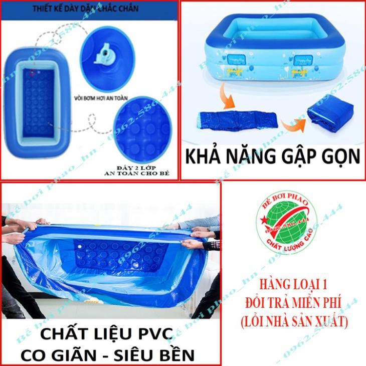 Bể bơi phao cho bé kích 1m8  và 2m1 - 3 Tầng, bể bơi bơm hơi có đáy chống trơn, tặng kèm bộ keo vá y