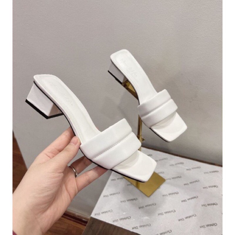 Dép nữ cao gót 4p quai bản phồng gót Vuông dễ đi