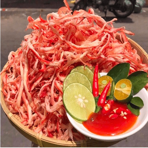 Mực khô xé sợi hấp nước cốt dừa xé cay loại ngon  - đồ ăn vặt