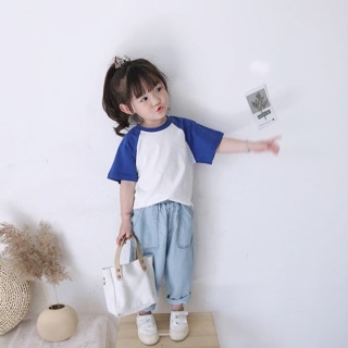 ÁO THUN TAY NGẮN PHỐI MÀU CHO BÉ