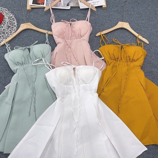 đầm 2 dây xốp xoè phồng