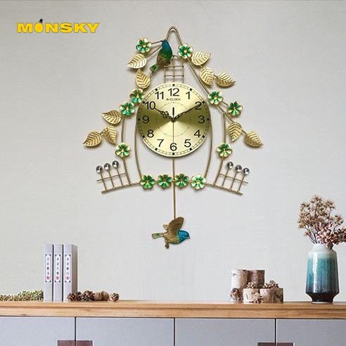 Đồng hồ treo tường MONSKY GCLOCK loại 68x56 (cm) cao cấp làm từ kim loại sơn tĩnh điện chạy máy kim trôi chuẩn (1924)