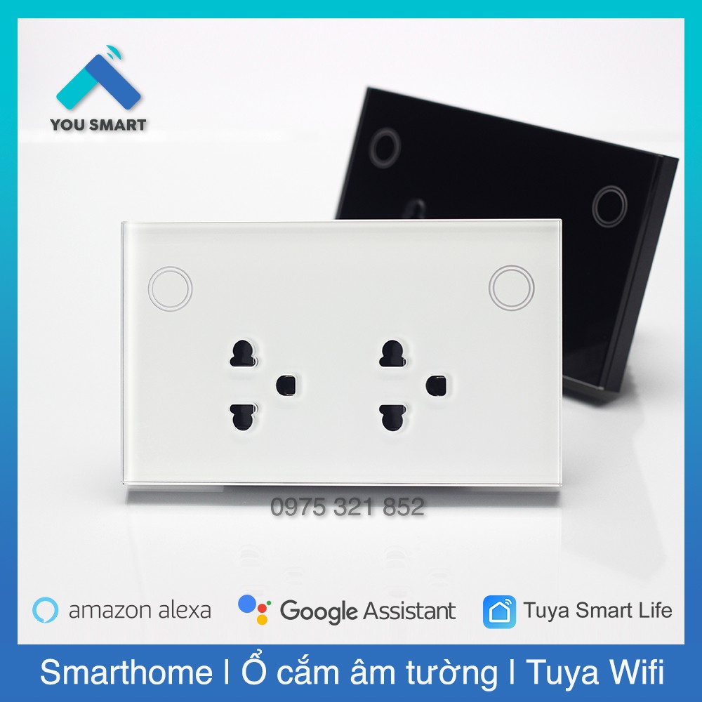 [Hỏa Tốc HN] Ổ cắm Thông Minh Âm Tường Tuya Wifi/Zigbee Mặt Kính - Viền Nhôm