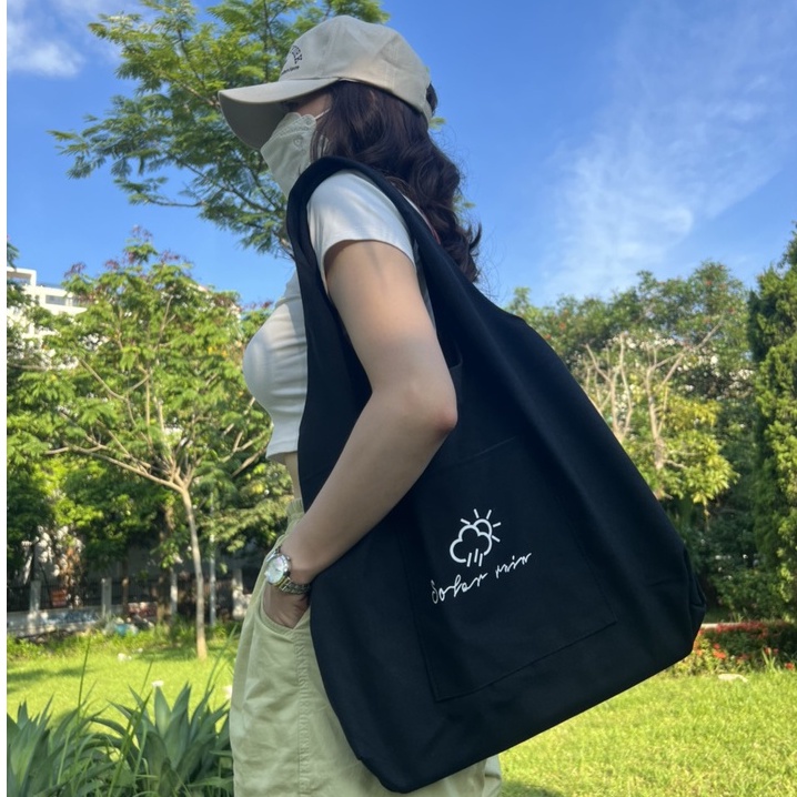 Túi tote HAZIN vải canvas ulzzang unisex họa tiết dễ thương phù hợp đi học đi chơi