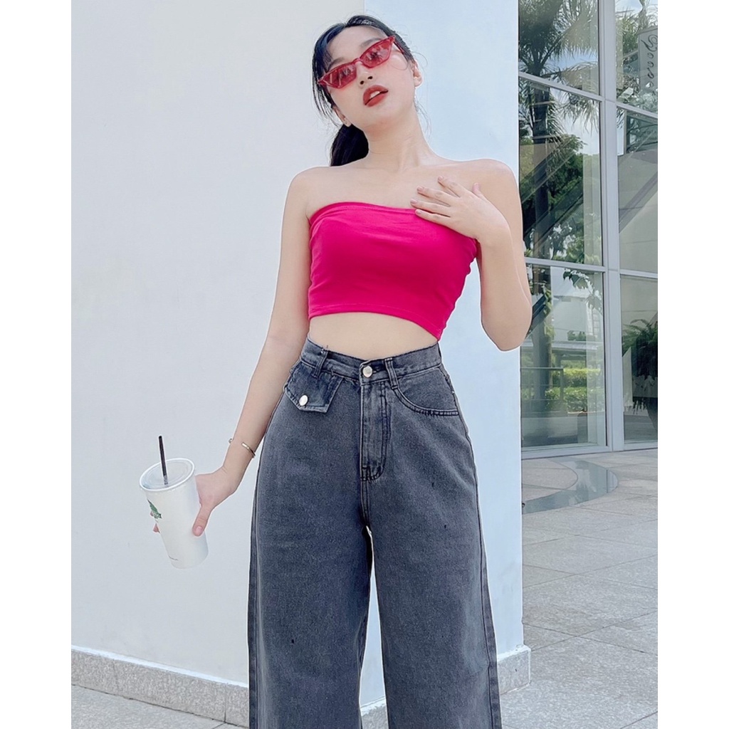 QUẦN JEANS ỐNG RỘNG NỮ LƯNG CAO TÚI NẮP LAI CUỐN MÀU XÁM NHẠT XÁM ĐẬM CAO CẤP NITIQC ĐỈNH CAO PHONG CÁCH