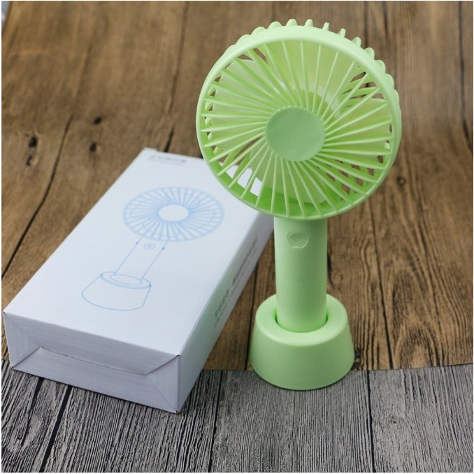 Quạt Mini Tích Điện Cầm Tay Có Đế Để Bàn Siêu Hot - Tặng Kèm Pin Sạc