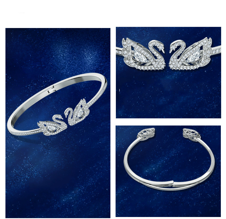 FREE SHIP VòngTay Nữ Swarovski DANCING SWAN Kỷ niệm 125 năm Khai mạc Bracelet Crystal FASHION cá tính Trang sức trang sức đeo THỜI TRANG