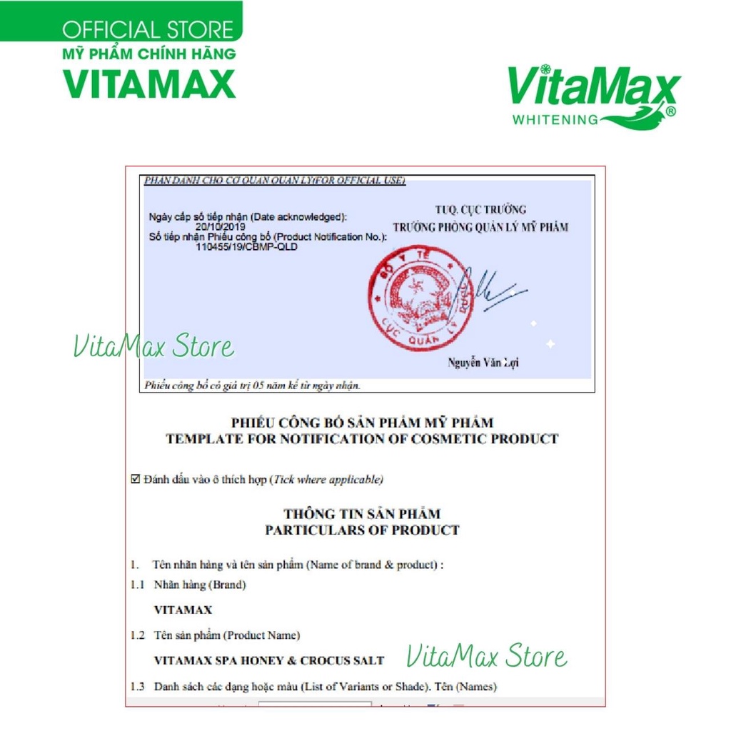 [CHÍNH HÃNG] MUỐI TẮM KHOÁNG MẬT ONG &amp; NGHỆ VITAMAX (Làm trắng và trị mụn)- Thái Lan