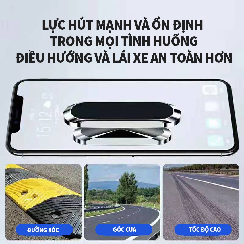 Giá Kẹp,Đỡ Điện Thoại Trên OTO,Nam Châm Hút Chắc Chắn, Xoay 360 Độ,Đế Kẹp Hợp Kim Cao Cấp, Sang Trọng, Chắc Chắn