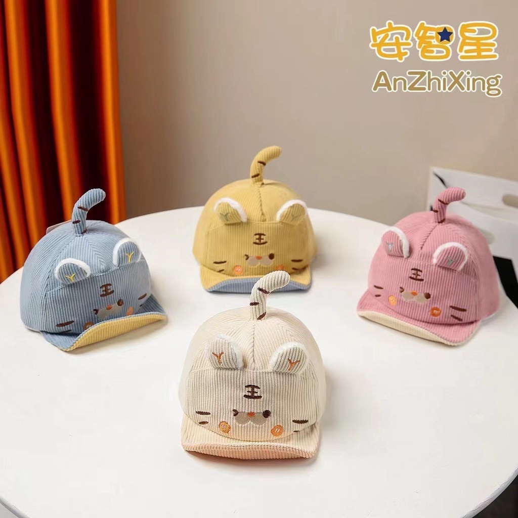 Nón cho bé hình hổ con đáng yêu - mũ lưỡi chai chất nhung mềm mịn 6-24 tháng