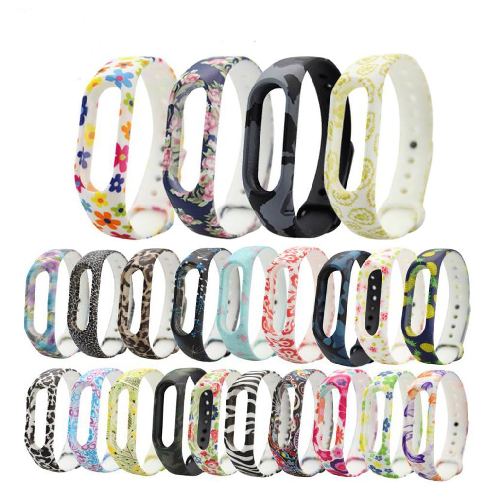 Dây đeo silicone mềm họa tiết độc đáo thay thế cho đồng hồ thông minh Xiaomi Mi Band 2