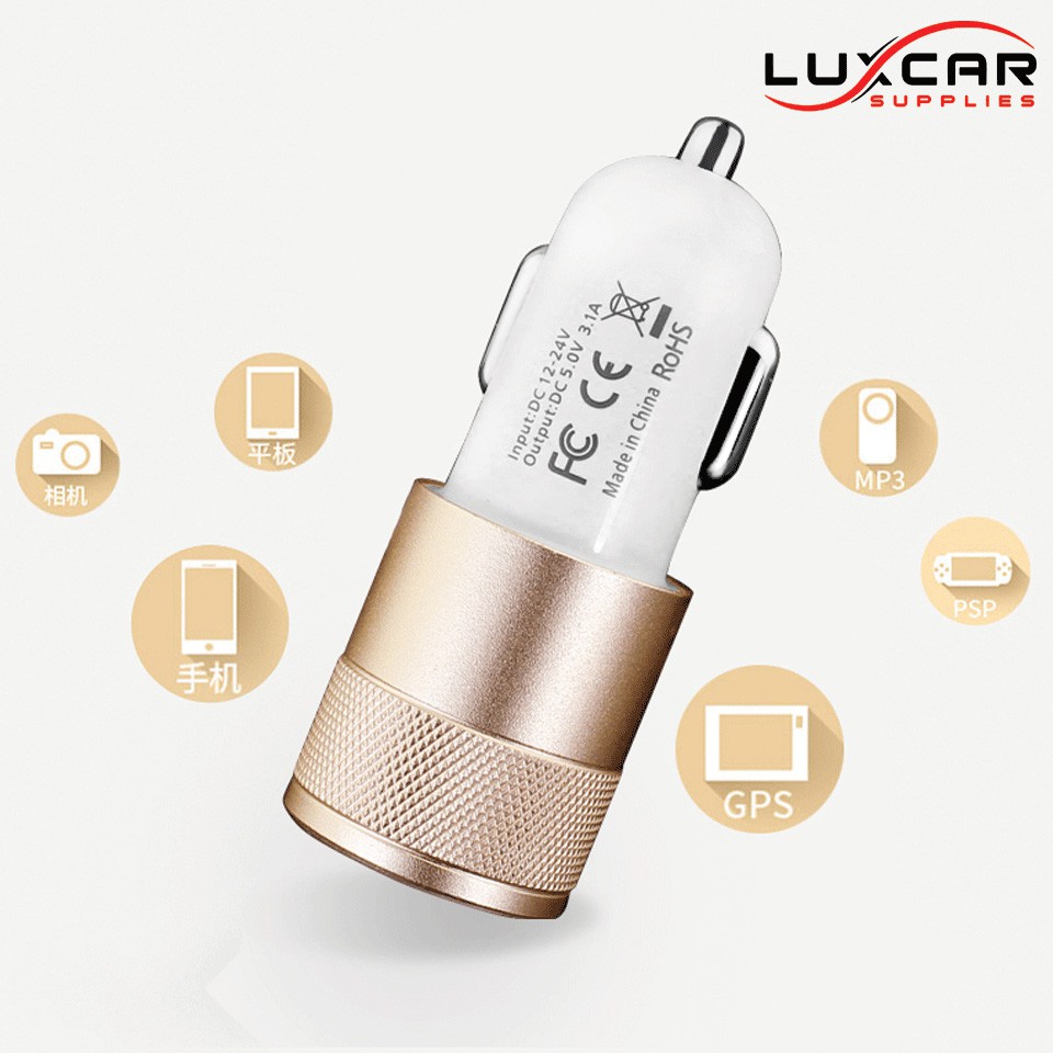 Tẩu Sạc Nhanh 3.1A 2 Cổng USB Cho Xe Hơi Chất Lượng Cao Gắn Cho Mọi Loại Ô Tô