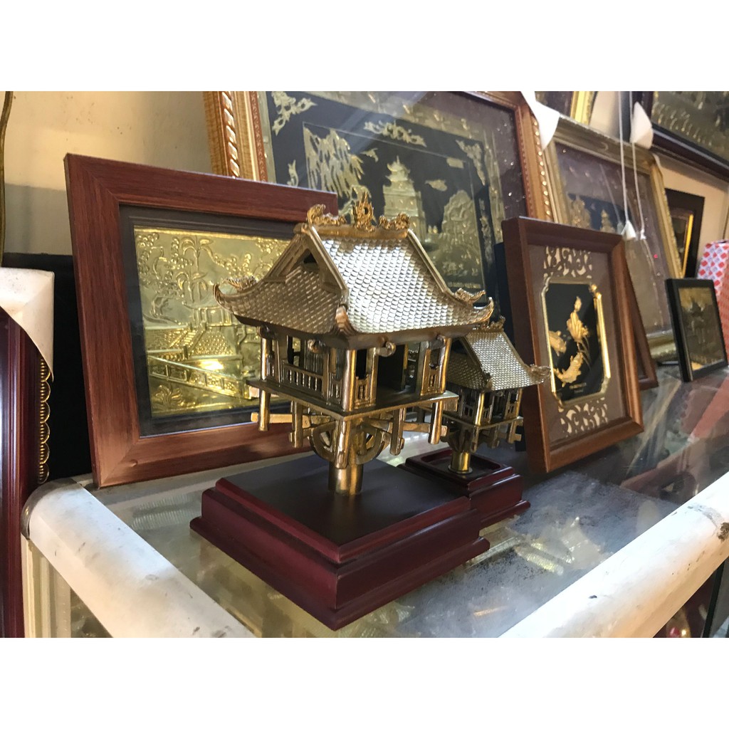 Tượng chùa 1 cột bằng đồng nguyên chất làm quà tặng để bàn và chặn giấy rất chuyên nghiệp