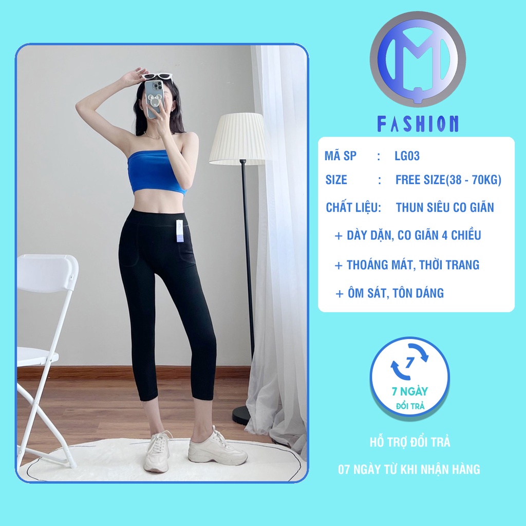 Quần legging ngố nữ lưng cao dày dặn cao cấp nâng mông tôn dáng mặc nhà tập gym M Fashion LG03