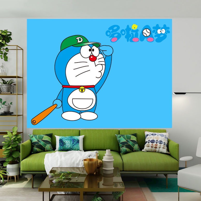 Phim hoạt hình Doraemon Jingle Cat Nền Vải Giường ngủ tập thể Trang trí Tường Phòng ngủ Treo Vải Tường Vải Những gì bạn thấy là những gì bạn nhận được