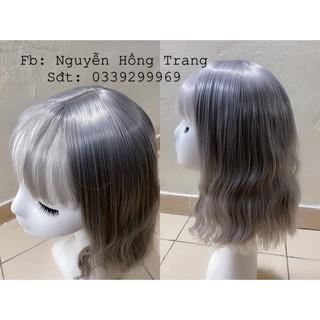 [781] Tóc Giả Xoăn Ngắn Màu Xám