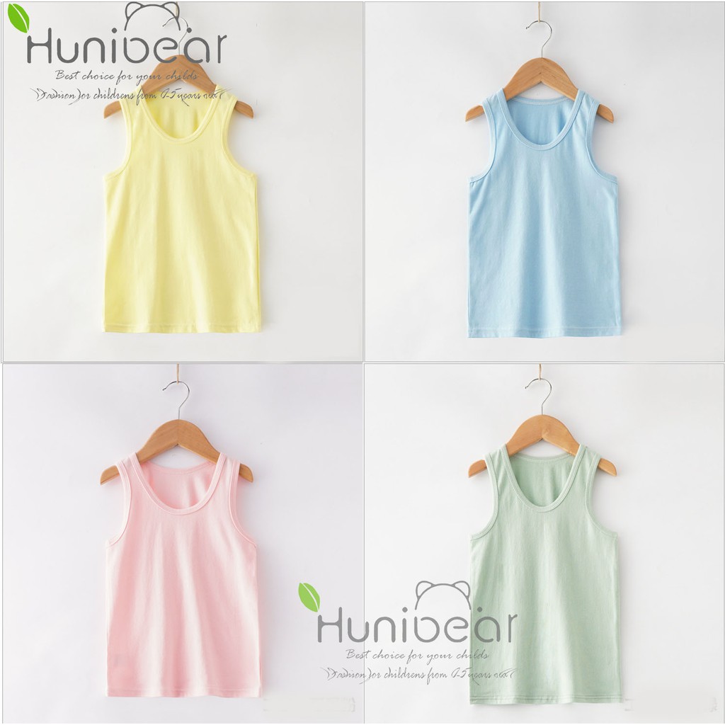 Freeship 99k TQ_Áo phông sát nách màu trơn 100%cotton cho bé trai, bé gái 8-13kg (Được chọn mẫu)