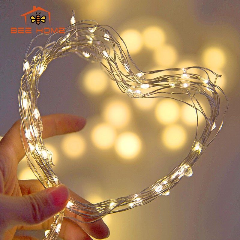 Đèn Led đom đóm Fairy light 1 mét, 2 mét, 3 mét và 5 mét Vàng Nắng xài pin