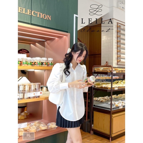 Áo Sơ Mi Trắng Cổ Nhọn Tay Bồng Siêu Xinh