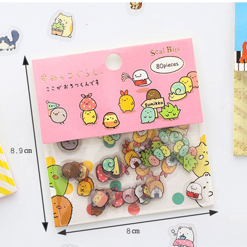 Bộ 80 Miếng Dán Hình Gấu Hoạt Hình Đáng Yêu Dùng Để Trang Trí Nhật Ký