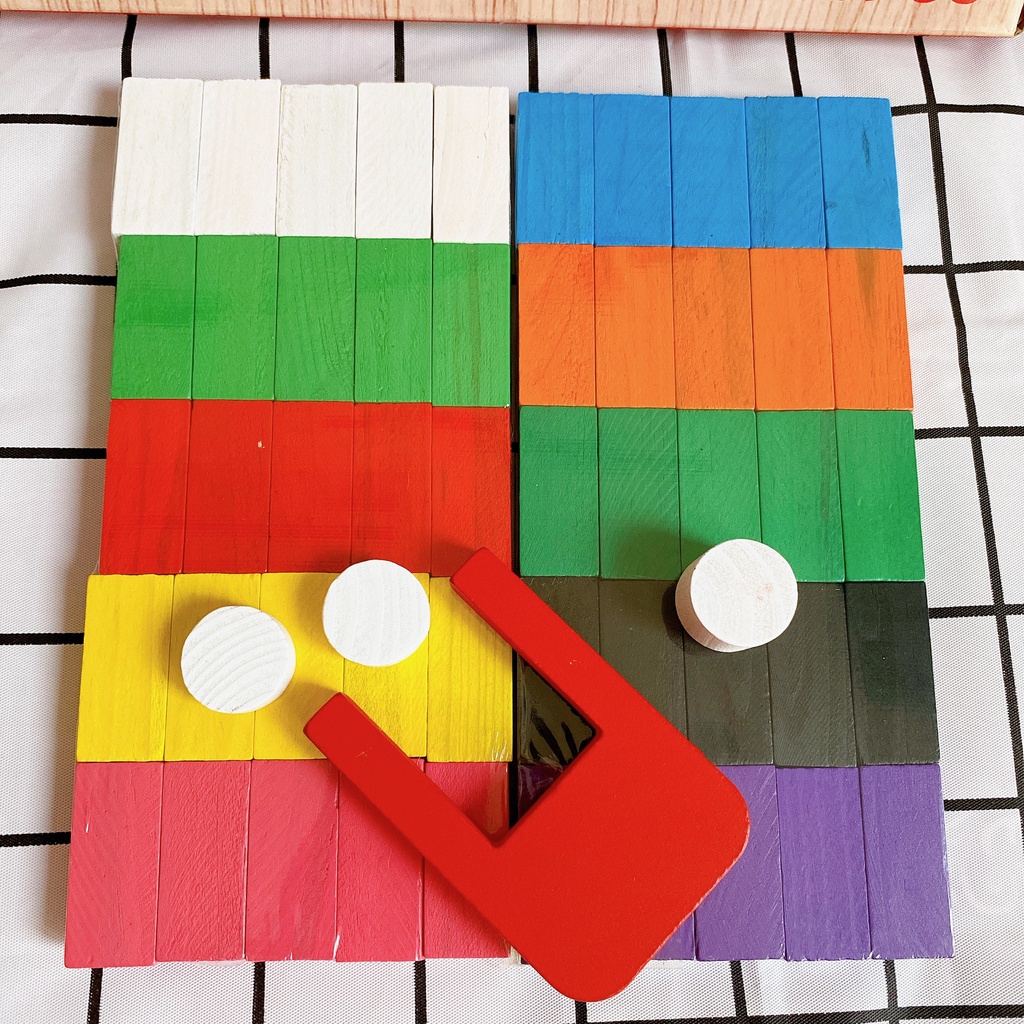 Domino 100 thanh gỗ màu sắc - Đồ chơi xếp hình, sáng tạo cho bé