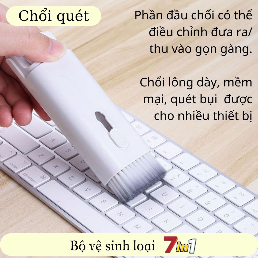 Bộ kit vệ sinh bàn phím cơ máy tính , airpods , laptop , pc - Dụng cụ 7 in 1 chổi làm sạch loa điện thoại , tai nghe