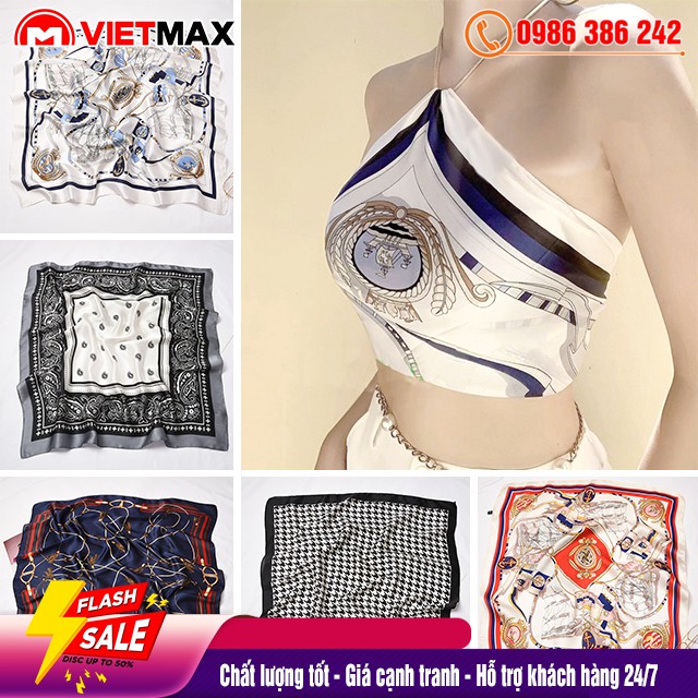 🎁 Khăn Bandana Khổ Vuông To 70x70 cm Làm Áo Yếm, Quàng Đầu, Tạo Kiểu - Khăn Lụa Satin Vuông Thời Trang