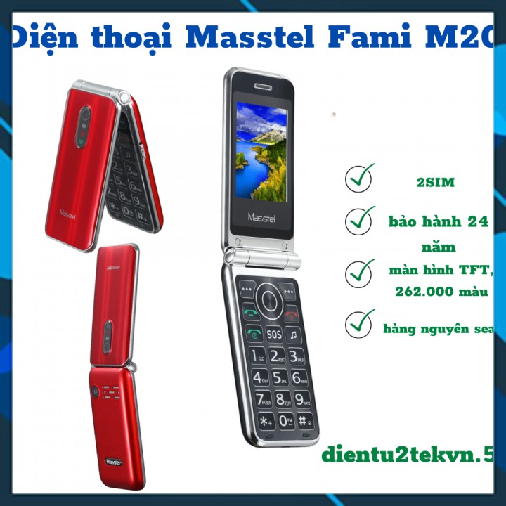 [GIÁ SỐC ]Điện thoại nắp gập Masstel Fami M20 2 sim 2 sóng khung viền kim loại thiết kế siêu đẹp Mới nguyên seal