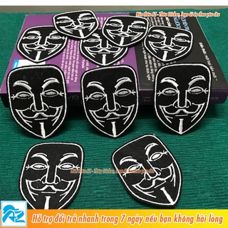 Patch vải thêu logo hình hacker anonymous - sticker ủi áo thun balo sơ mi S154