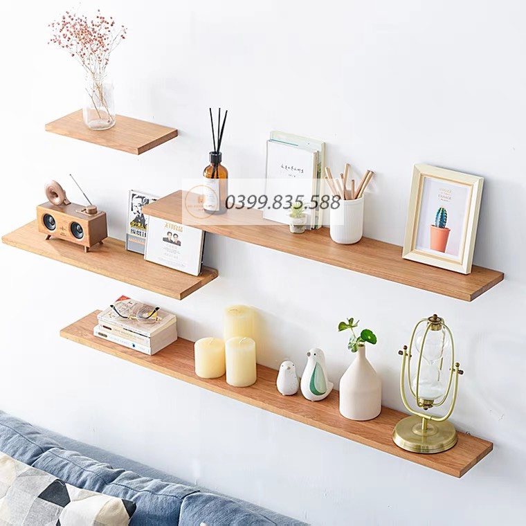 Kệ gỗ treo tường kệ trang trí gỗ MDF nhập khẩu chống ẩm phong cách tối giản hiện đại tối ưu không gian làm việc