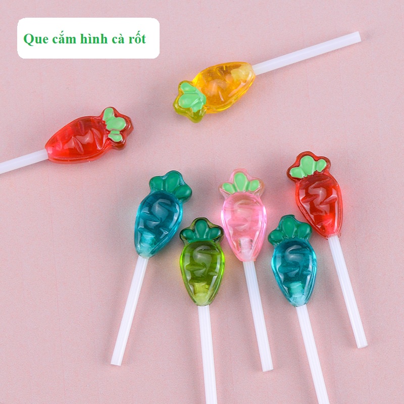 Phụ kiện tiểu cảnh que cắm hình cà rốt nhiều màu, trang trí chậu trồng cây, làm tiểu cảnh terrarium