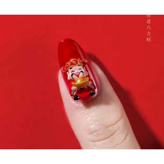Khuôn silicone đắp bột  bột lưu huỳnh bột nhúng sắc nét  cho móng nail gel hình mèo may mắn, thần tài nail mold