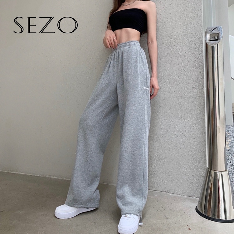 QKOOLE  Quần dài ống rộng thời trang năng động Hàn Quốc cho nữ