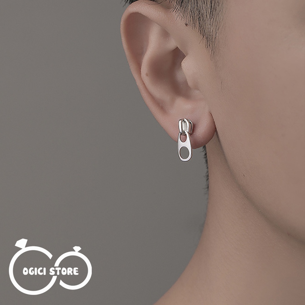 Khuyên tai nam nữ thời trang, Bông tai nam hình khóa kéo độc đáo cá tính phong cách hiphop, Unisex, 1 chiếc