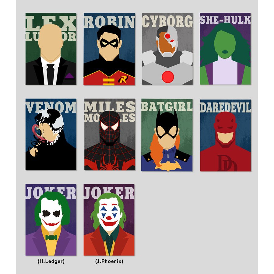 Set 6 Poster Marvel &amp; DC Comic Cao Cấp - Nhiều Kích Thước - Có Keo Dán