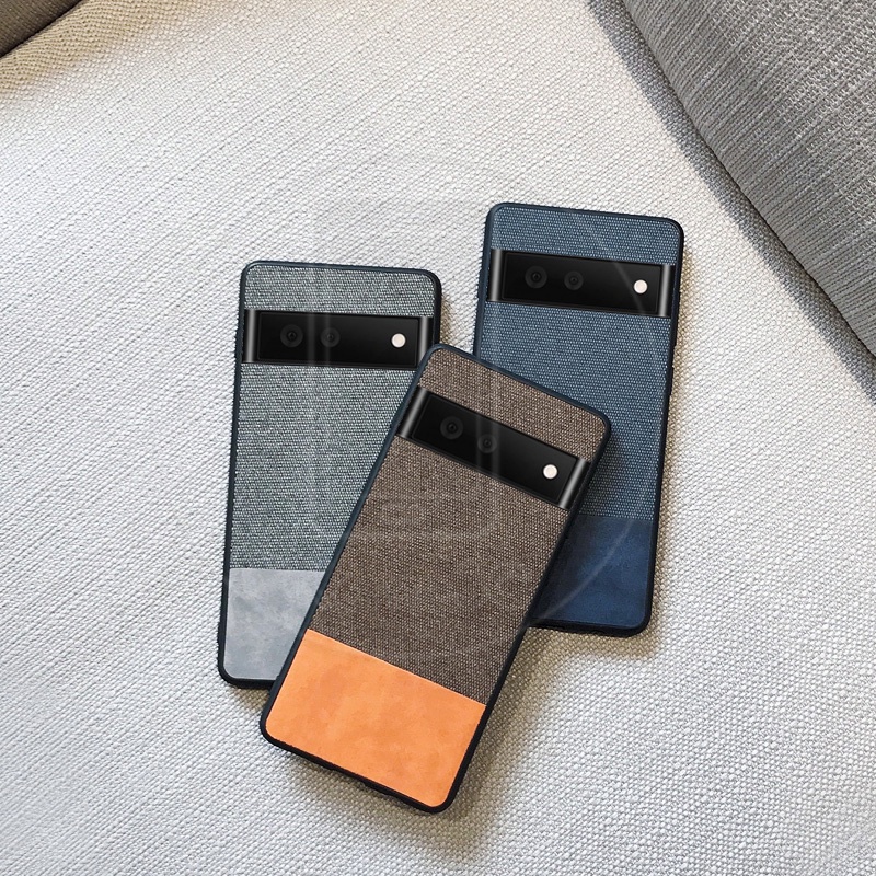 Ốp điện thoại họa tiết ghép vải canvas cho Google Pixel 6 Pro Pixel6