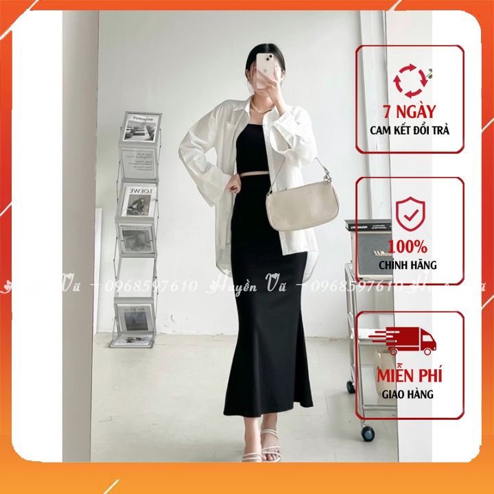Chân váy đuôi cá_Chân váy công sở chất cotton 2 biên siêu đẹp, hack dáng