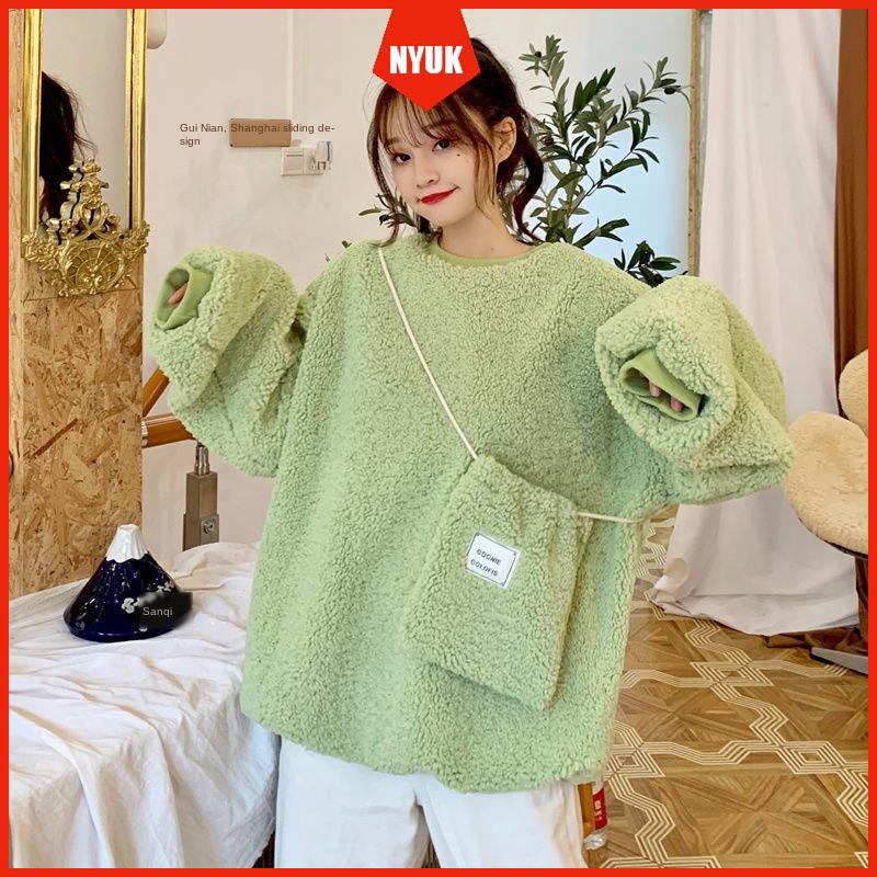 Áo Khoác Len Lông Cừu Dày Dáng Rộng Kiểu Hàn Quốc Dễ Phối Đồ | BigBuy360 - bigbuy360.vn