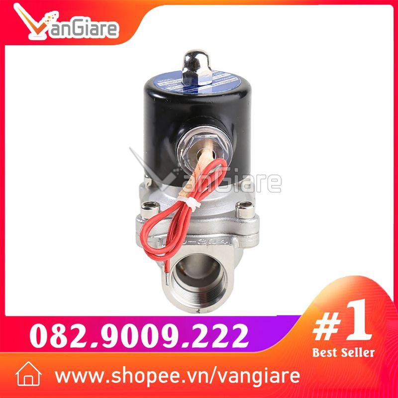 Van điện từ inox 304 phi 21 27 34 điện 12v 24v 220v, thường đóng